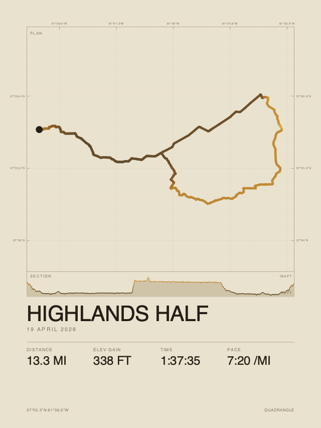 The same run rendered in the Quadrangle colourway